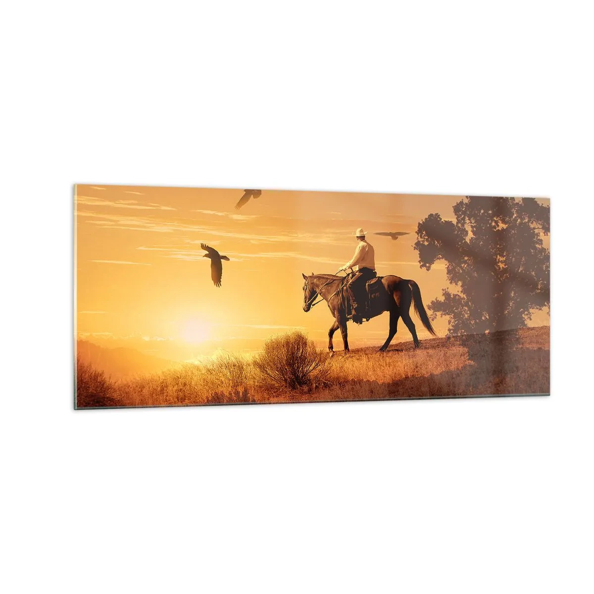 Schilderen op glas - Alleen over de prairie - 100x40 cm