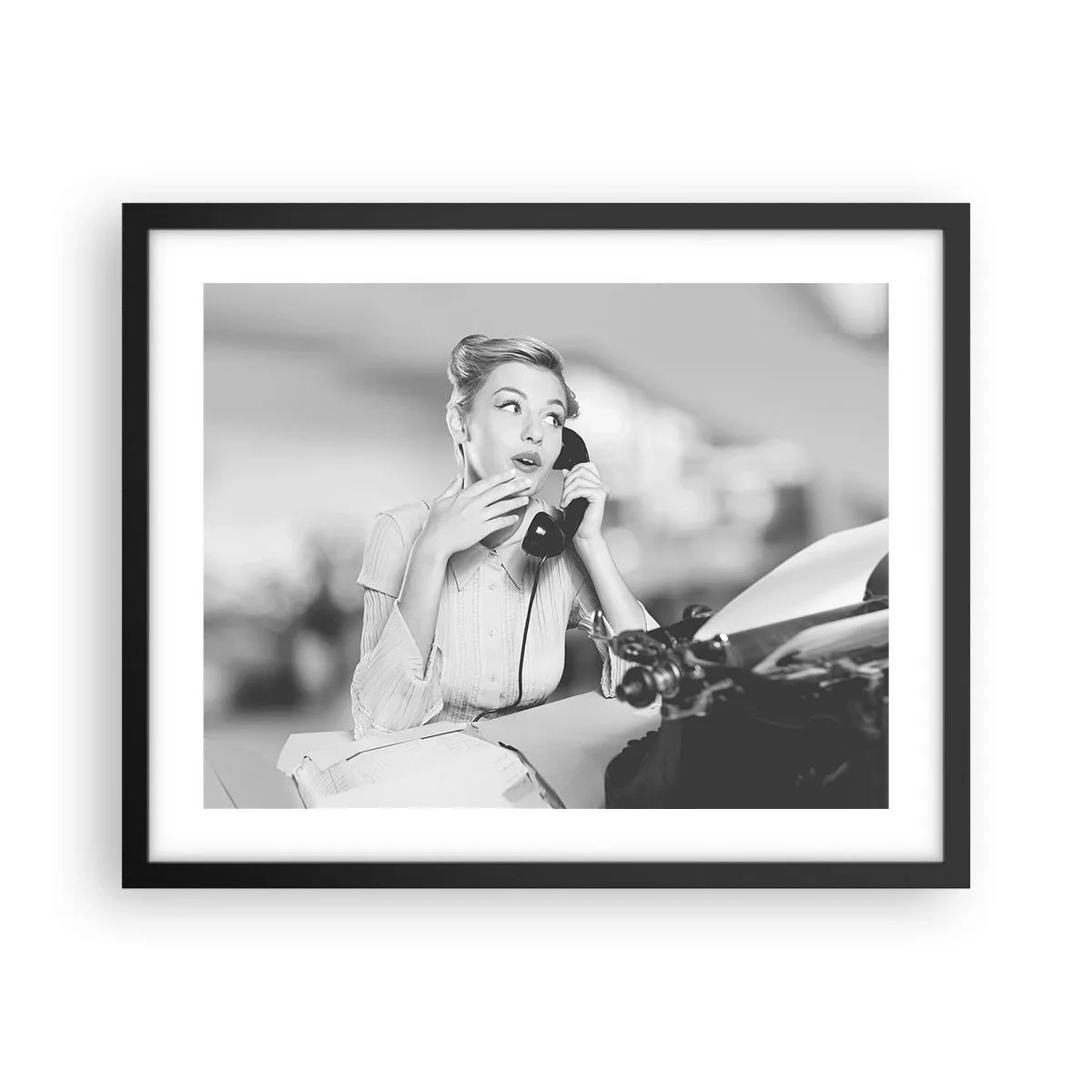 Poster in een zwarte lijst - Hallo, het zijn de jaren 50. - 50x40 cm