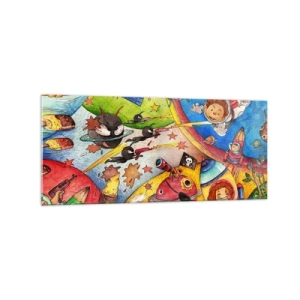 Schilderen op glas - Geweldig ruimteavontuur - 120x50 cm