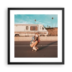 Poster in een zwarte lijst - Lach alsjeblieft! - 40x40 cm