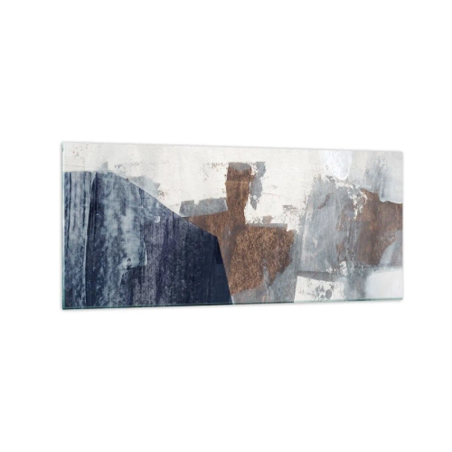 Schilderen op glas - Blauwe en bruine vormen - 120x50 cm