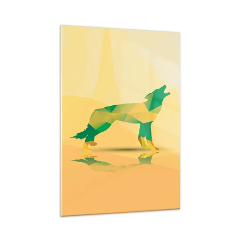 Schilderen op glas - Een eenzame wolf - 50x70 cm