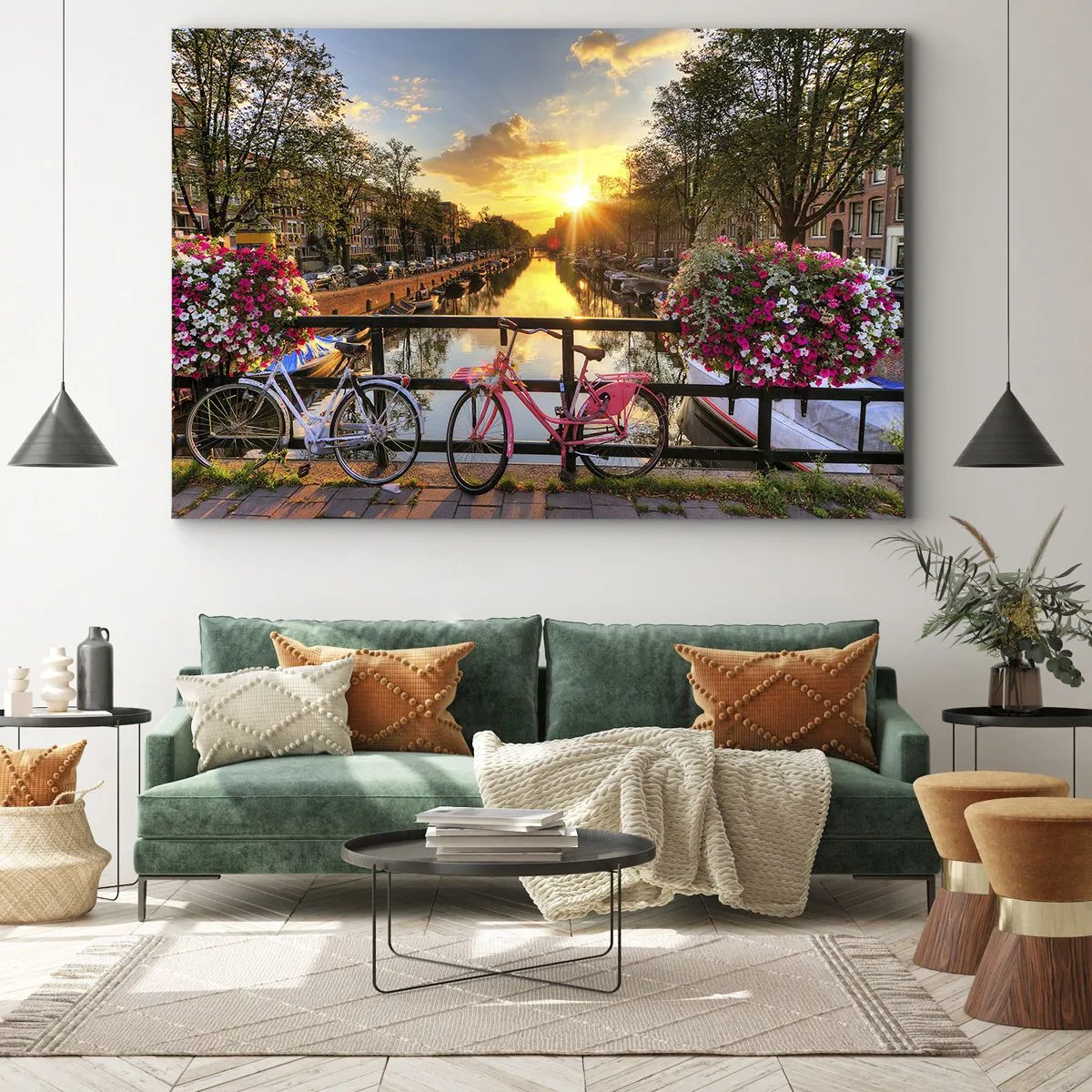 Schilderen op canvas - Lenteochtend in Amsterdam - 120x80 cm