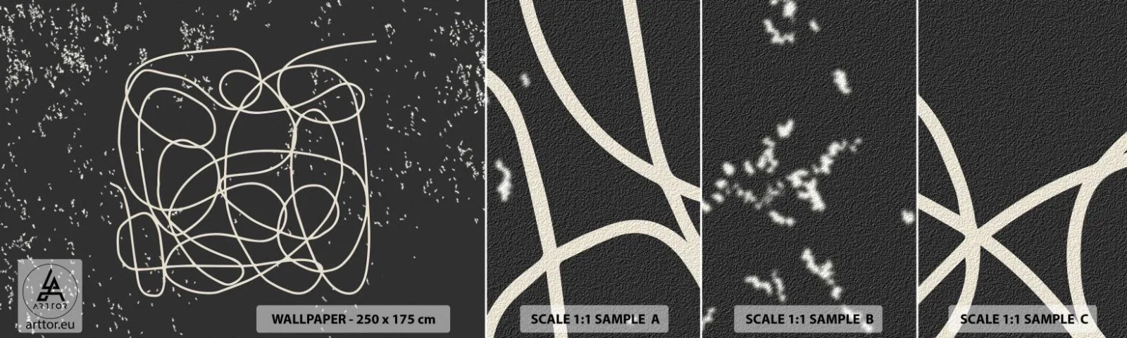 Fotobehang Monster Zelfklevend Deluxe Sticker - Dwalende gedachten - Abstractie, Grafisch, Deel - 100x30 cm