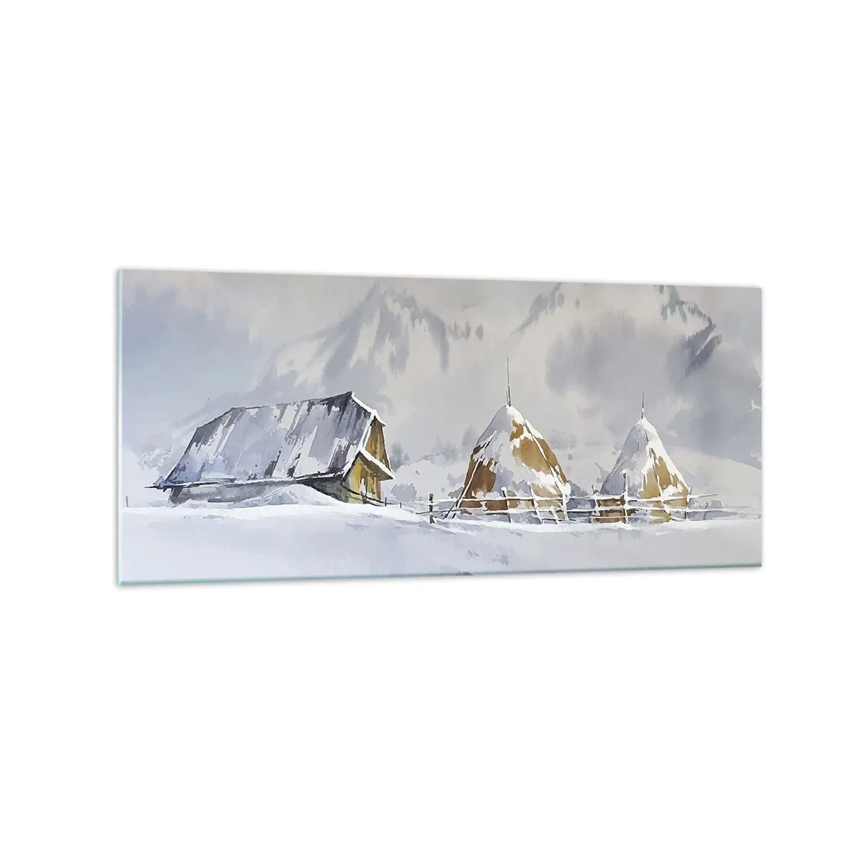 Schilderen op glas - In een besneeuwde vallei - 120x50 cm
