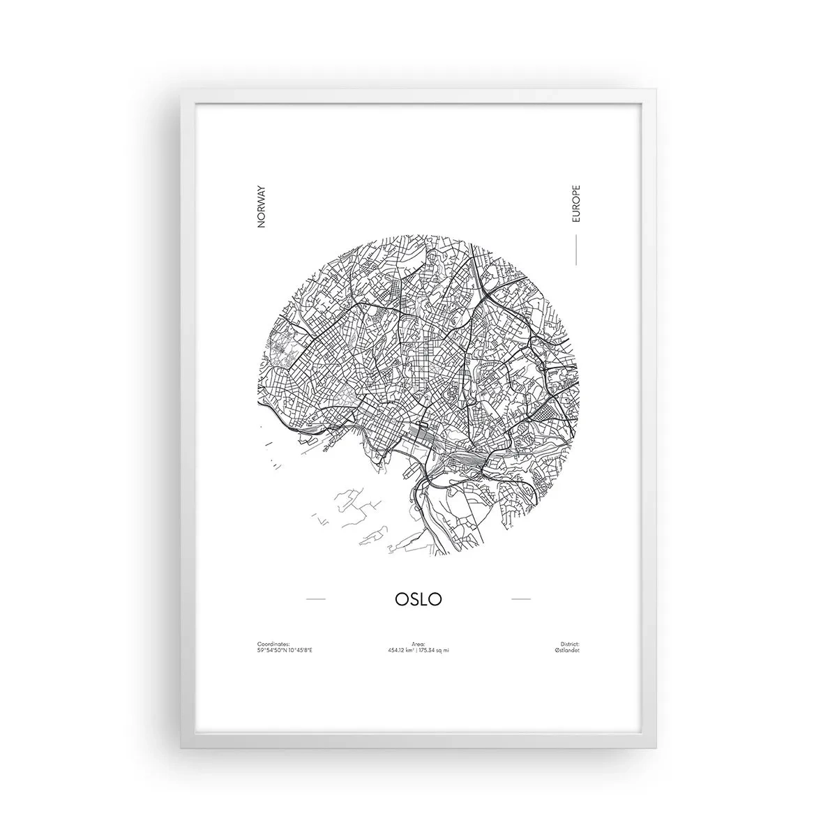 Poster in een witte lijst - Anatomie van Oslo - 50x70 cm