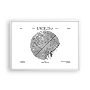 Poster in een witte lijst - Anatomie van Barcelona - 70x50 cm
