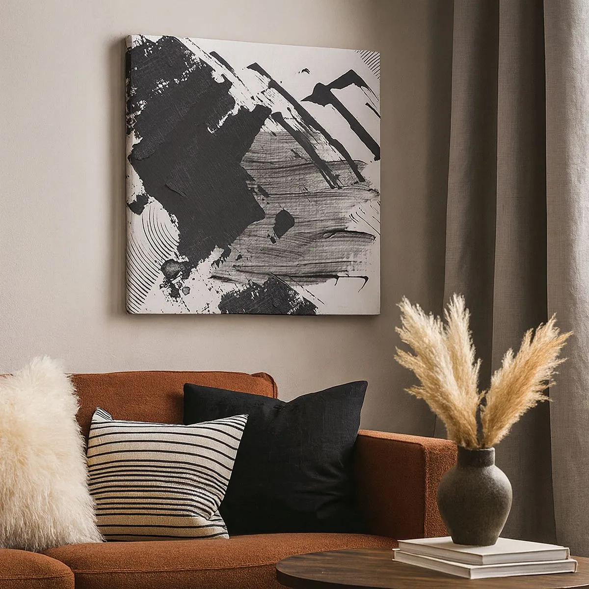 Schilderen op canvas - Abstractie – expressie van zwart - 30x30 cm