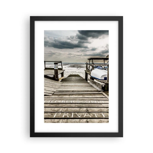 Poster in een zwarte lijst - Middernacht strand - 30x40 cm