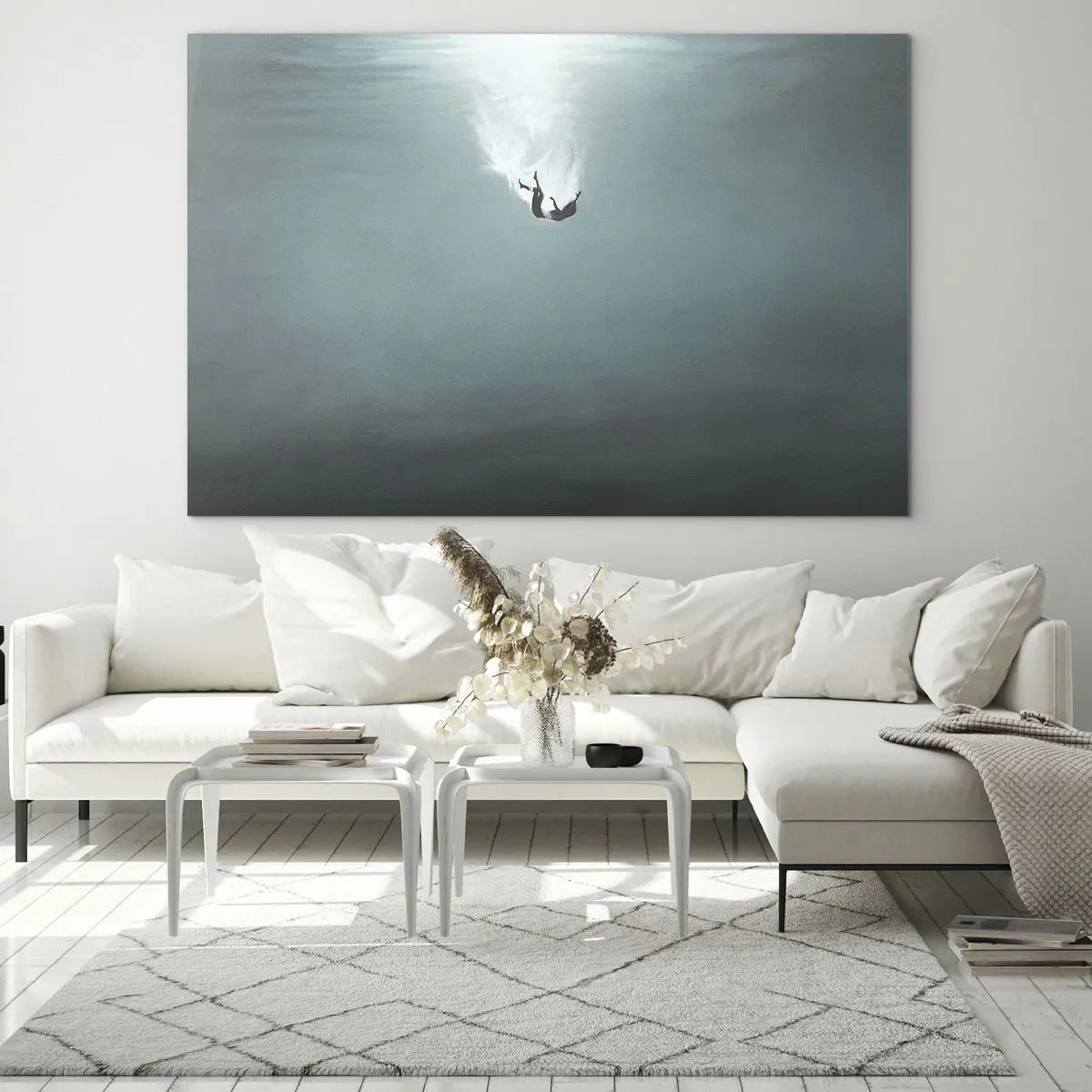 Schilderen op glas - In de armen van de oceaan - 120x80 cm