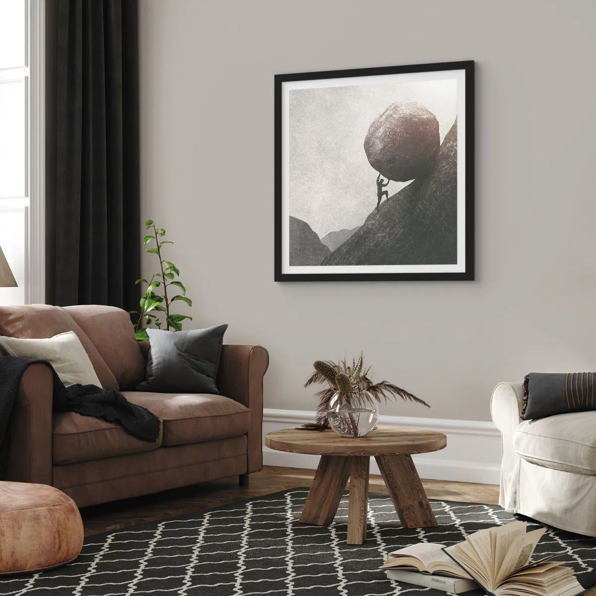 Poster in een zwarte lijst - Ik geloof tegen alle hoop in - 50x50 cm