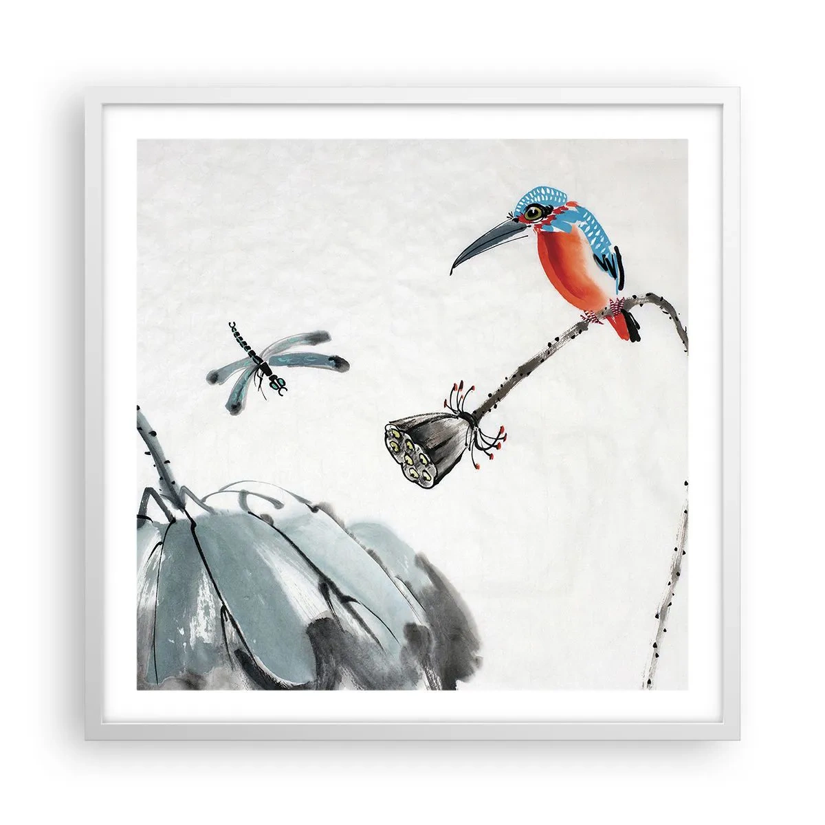 Poster in een witte lijst - Het leven van de weide - 60x60 cm