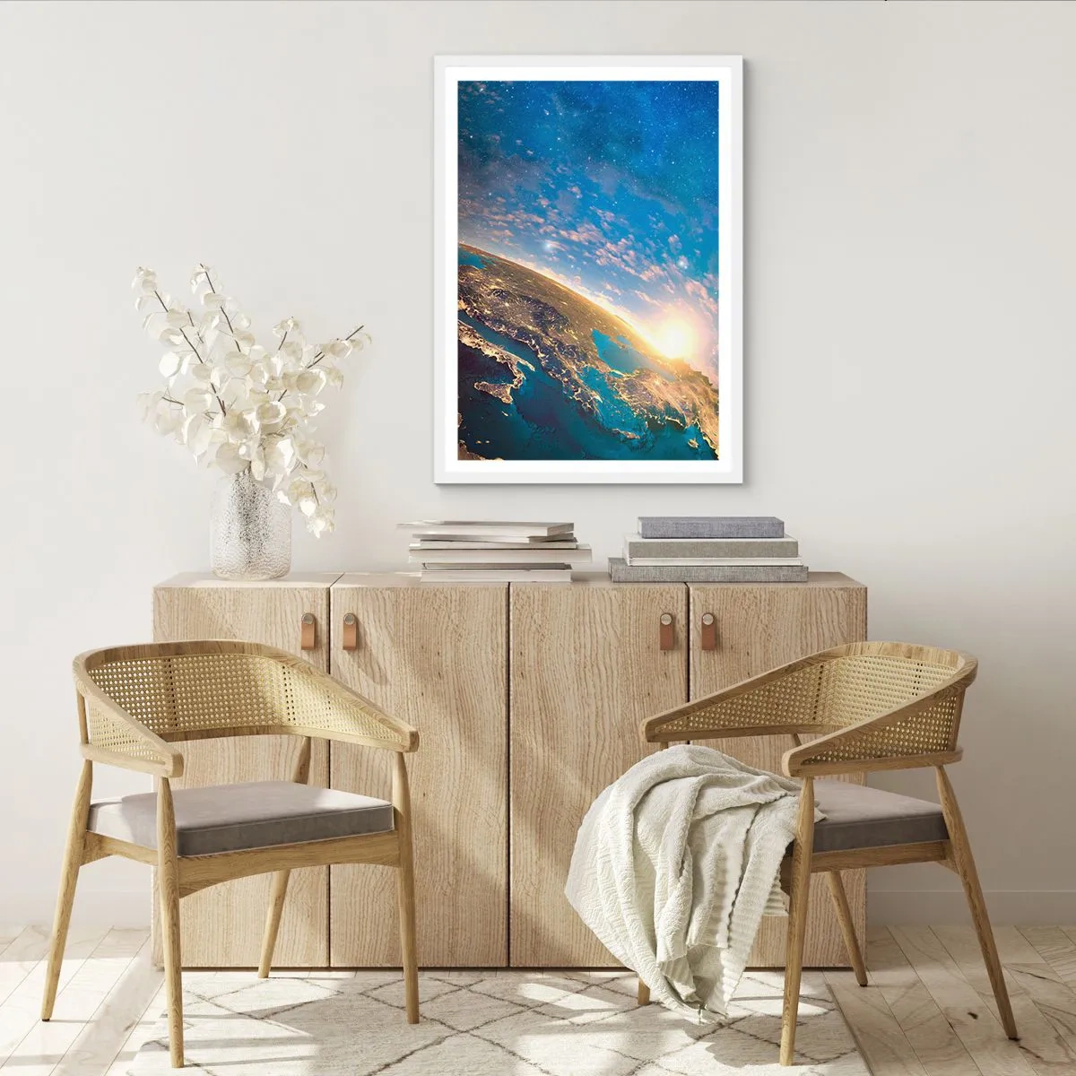 Poster in een witte lijst - Laten we eens van een afstand naar onszelf kijken - 70x100 cm