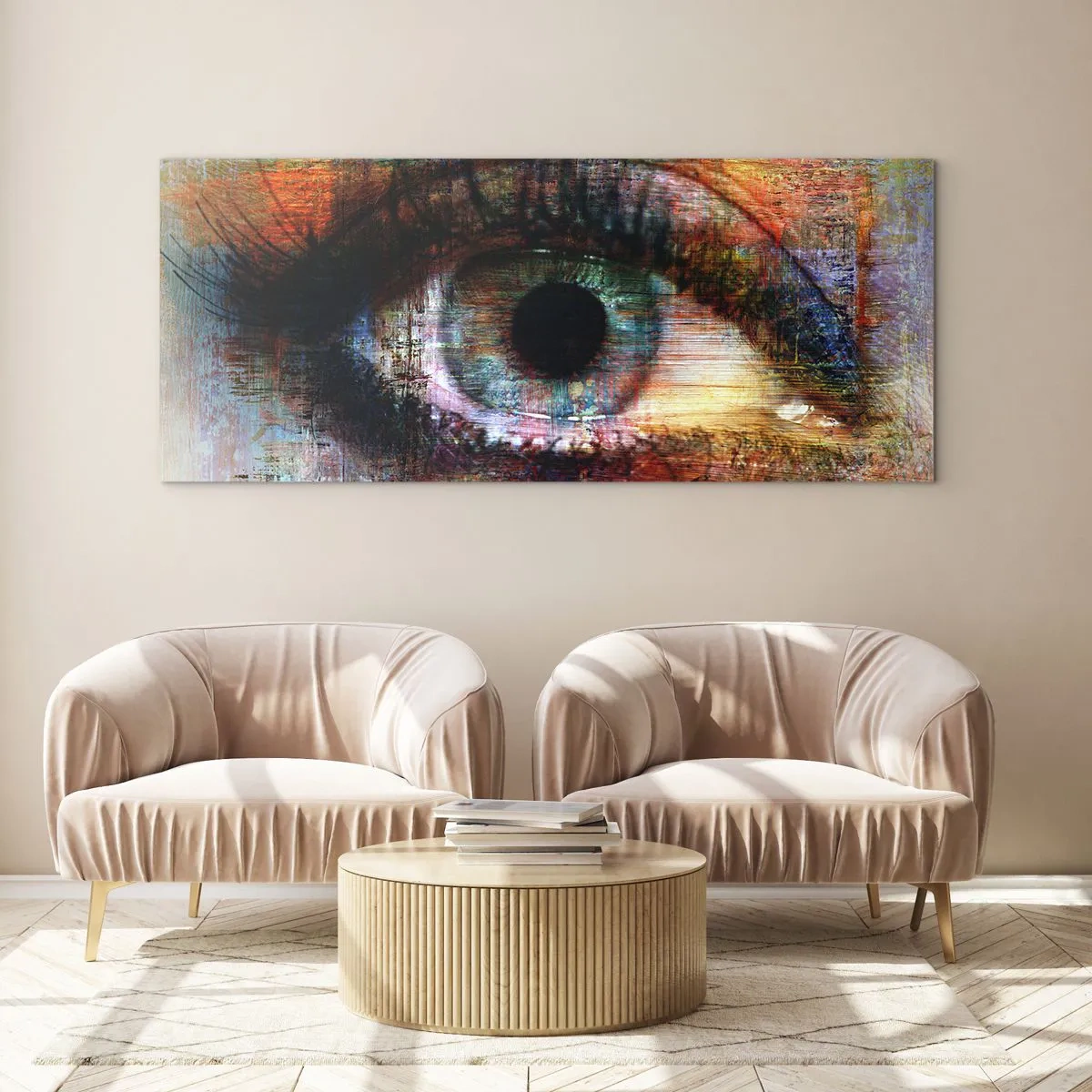 Schilderen op glas - Je kunt in de ziel kijken - 90x30 cm