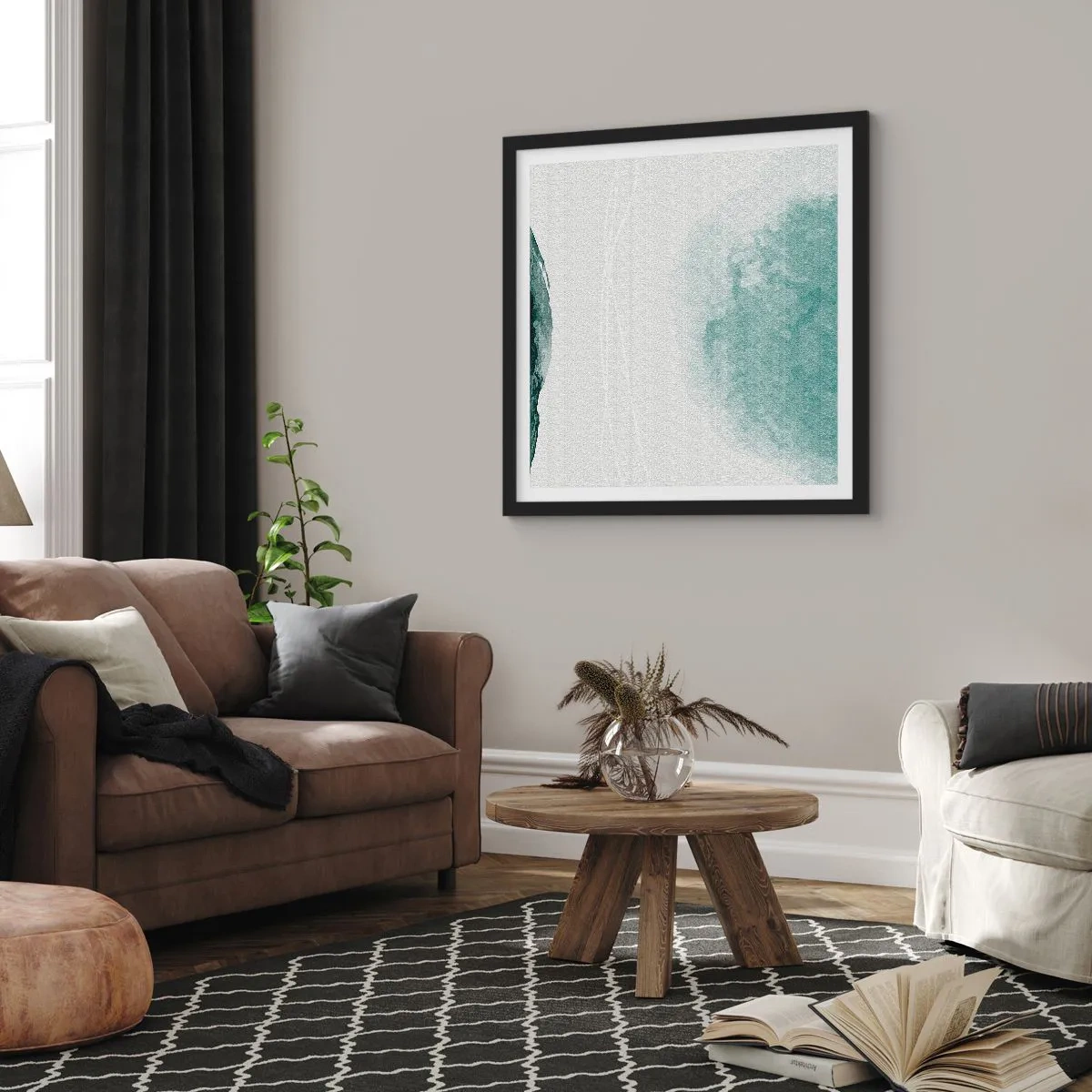 Poster in een zwarte lijst - Ontmoeting met de mist - 50x50 cm