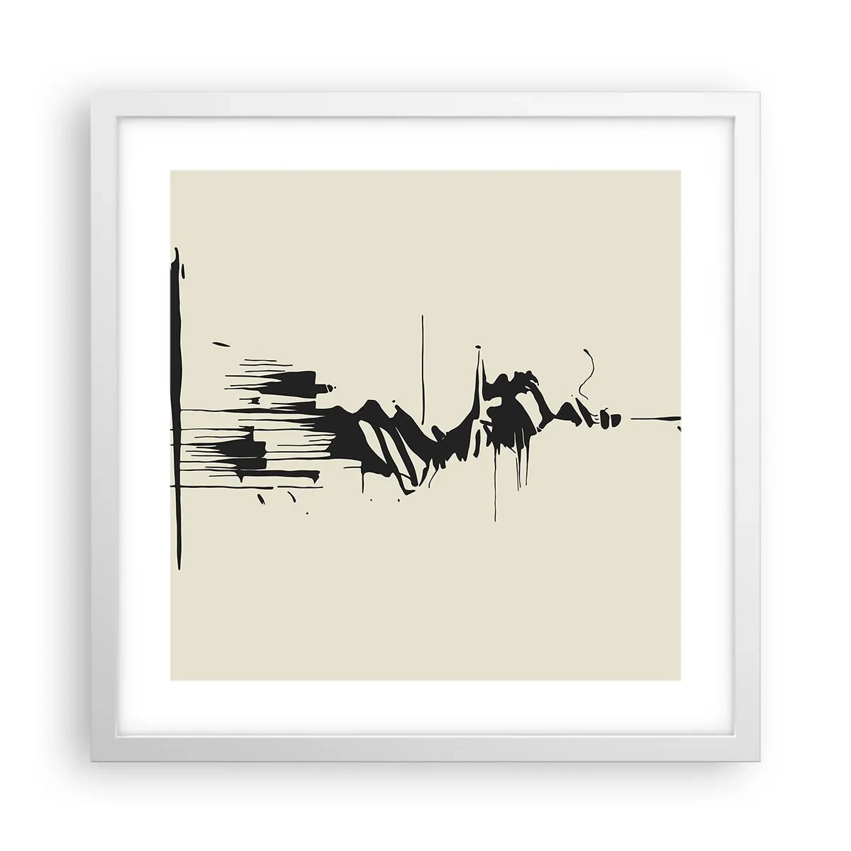 Poster in een witte lijst - Overhaaste abstractie - 40x40 cm