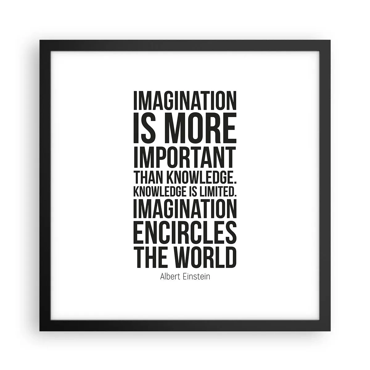 Poster in een zwarte lijst - Einstein over de kracht van verbeelding - 40x40 cm