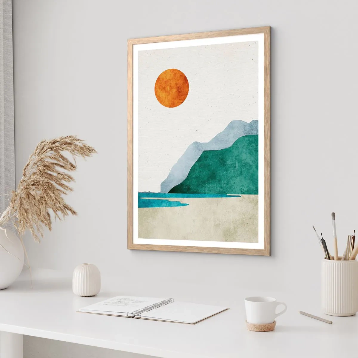 Een poster in een licht eiken lijst - Landschap zoals het hoort te zijn - 50x70 cm