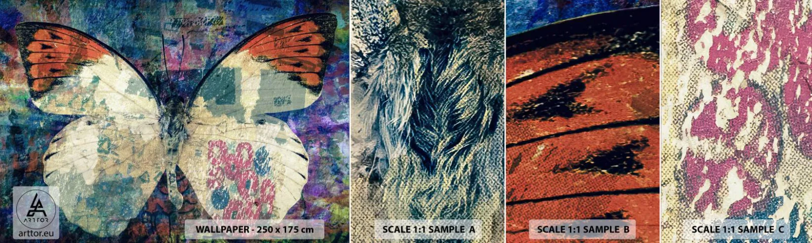 Fotobehang Monster Zelfklevend Deluxe Sticker - Subtiele kwetsbaarheid - Vlinder, Abstractie, Deel - 100x30 cm