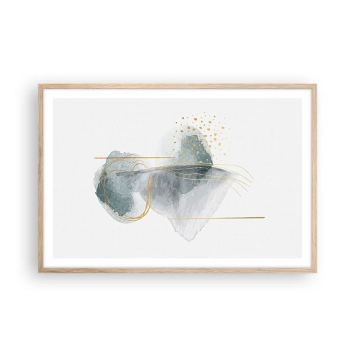 Een poster in een licht eiken lijst - Over de relatie tussen grijs en goud - 91x61 cm