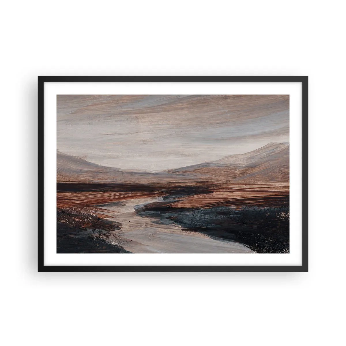 Poster in een zwarte lijst - Een rustige vallei - 70x50 cm