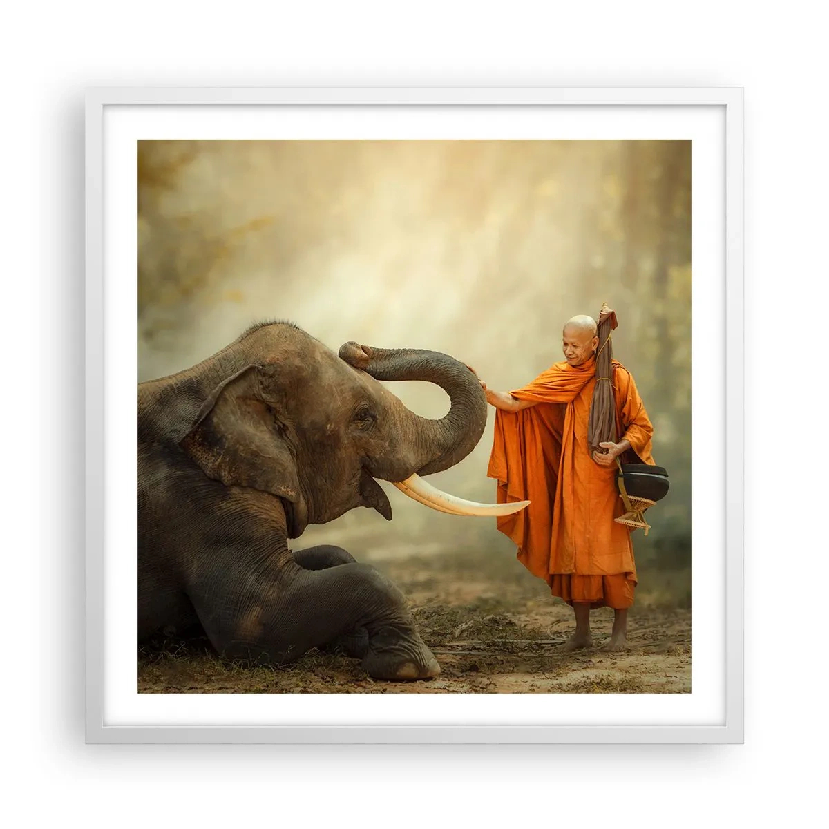 Poster in een witte lijst - Ontmoeting tijdens een reis - 60x60 cm