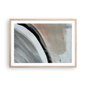 Een poster in een licht eiken lijst - Compositie: boog van zwart en grijs - 70x50 cm