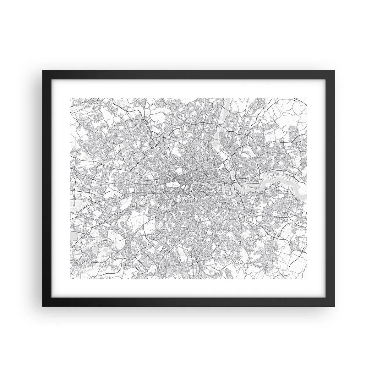 Poster in een zwarte lijst - Kaart van het doolhof van Londen - 50x40 cm