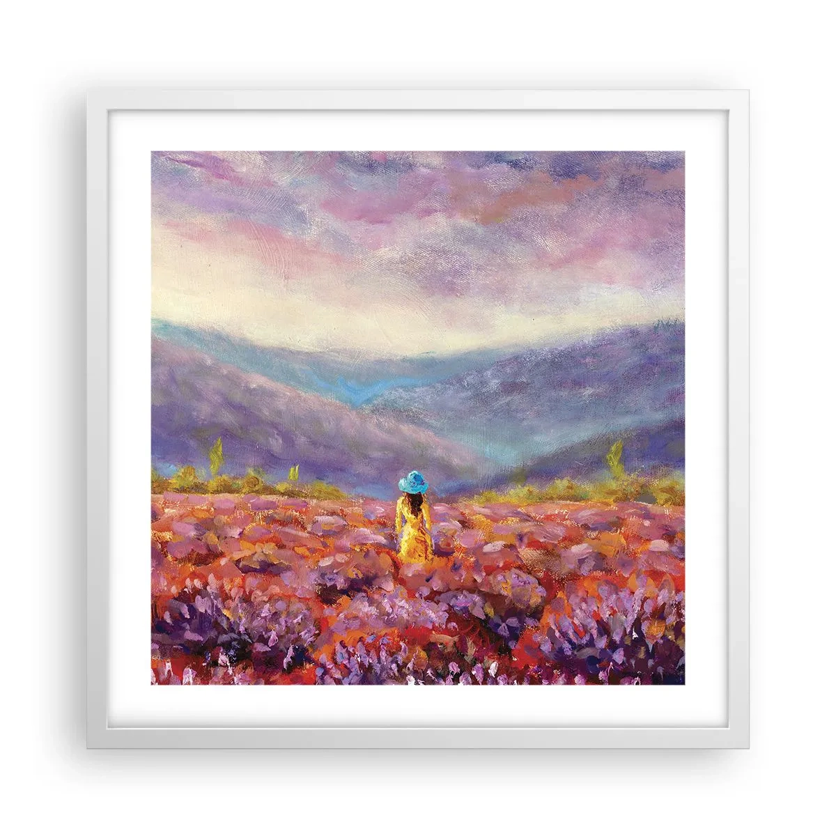 Poster in een witte lijst - In een lavendelwereld - 50x50 cm
