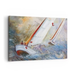 Schilderen op canvas - Lopend op de golven  - 120x80 cm