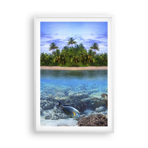 Poster in een witte lijst - Hemels eiland nodigt je uit - 61x91 cm