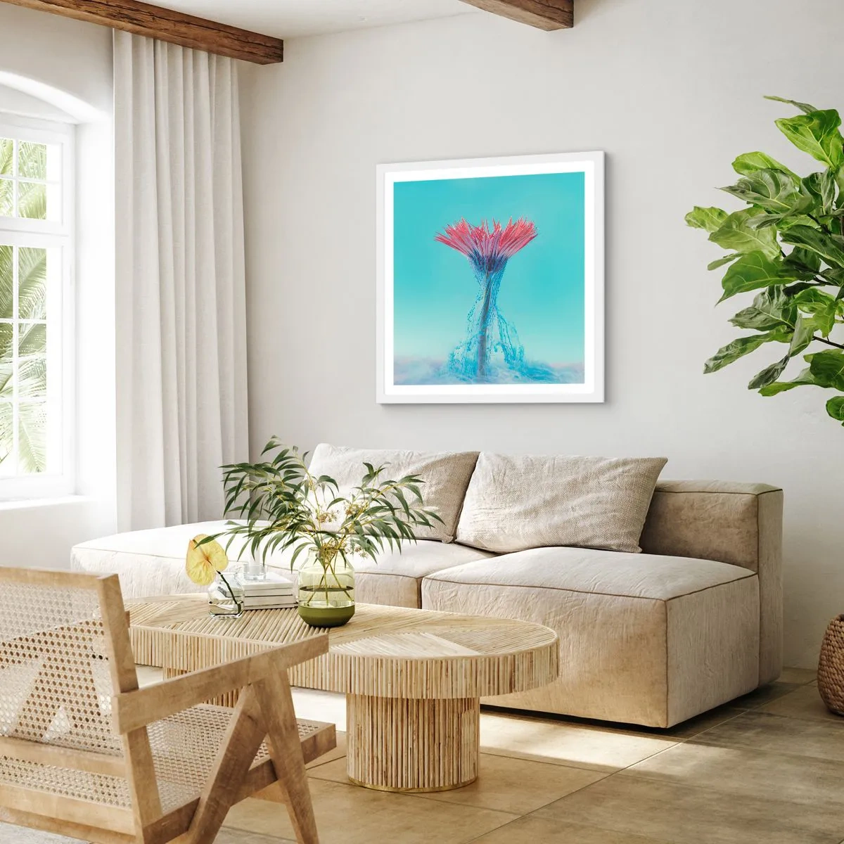 Poster in een witte lijst - In een verkwikkende omhelzing - 60x60 cm