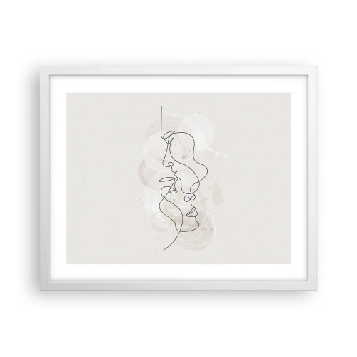 Poster in een witte lijst - Verstrikt in een omhelzing - 50x40 cm