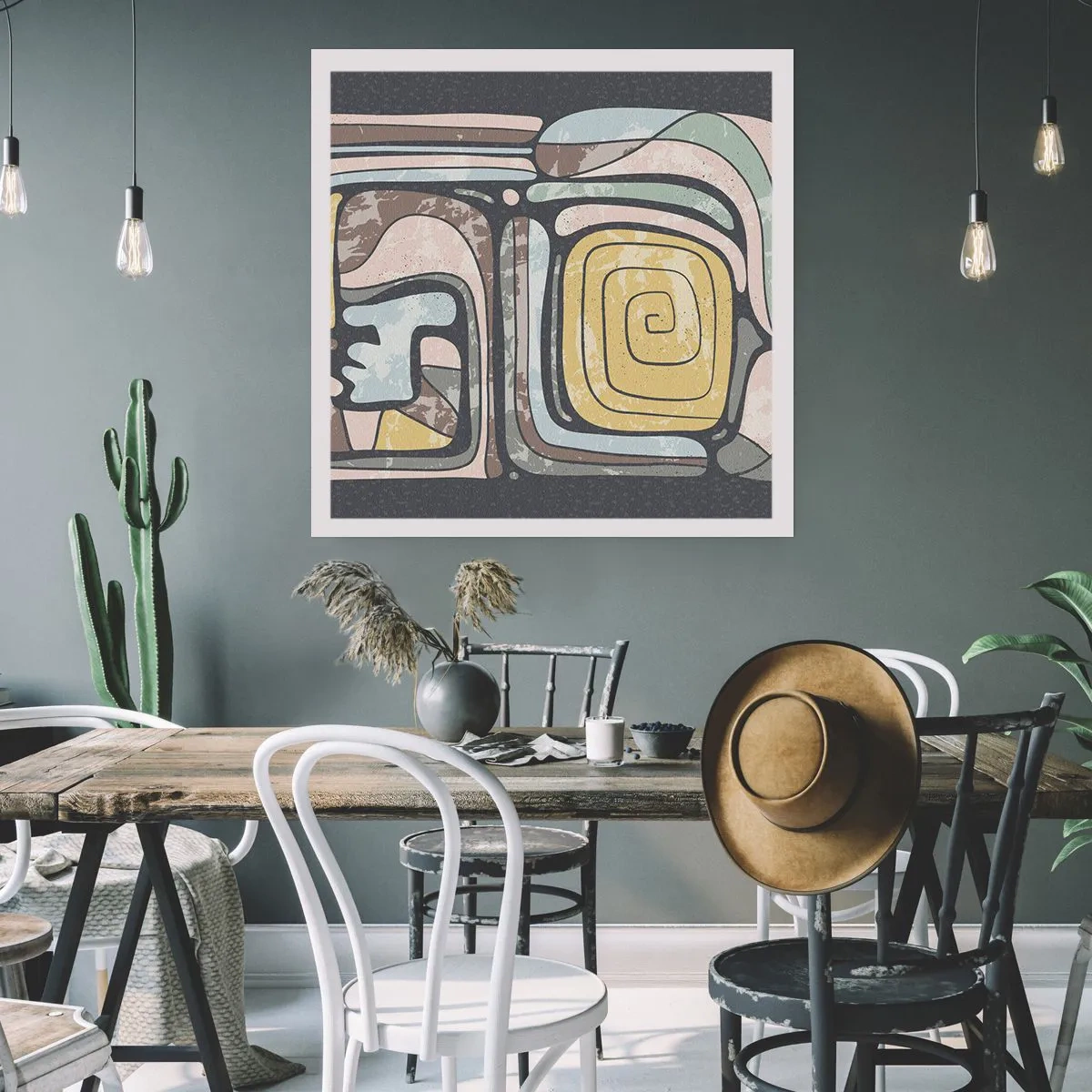 Poster - Abstractie in de precolumbiaanse geest - 40x40 cm