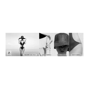 Fotobehang Monster Premium Canvas - Mijn naam is: Elegantie - Vrouw, Strand, Mode - 100x30 cm