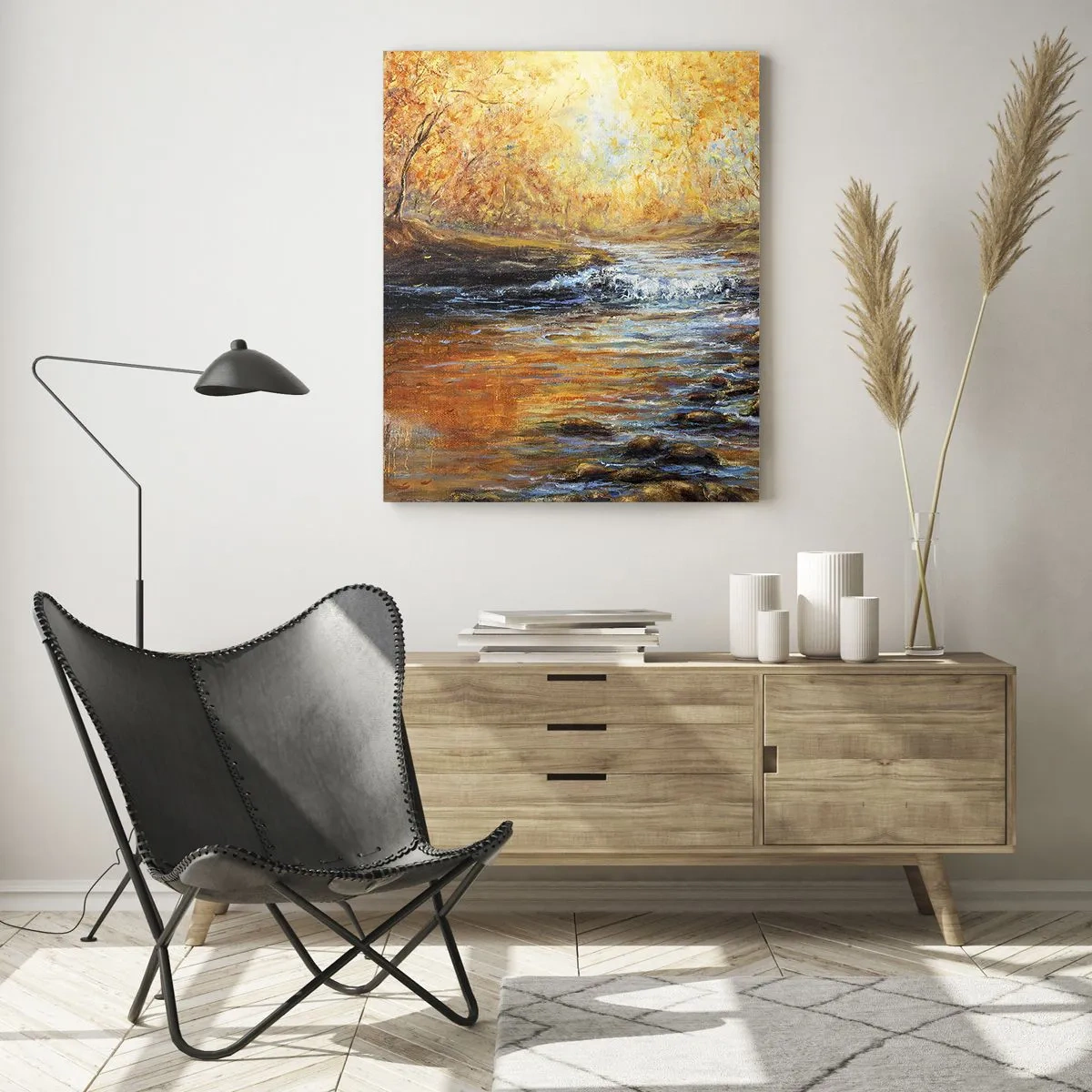 Schilderen op glas - De gouden stroom - 50x70 cm