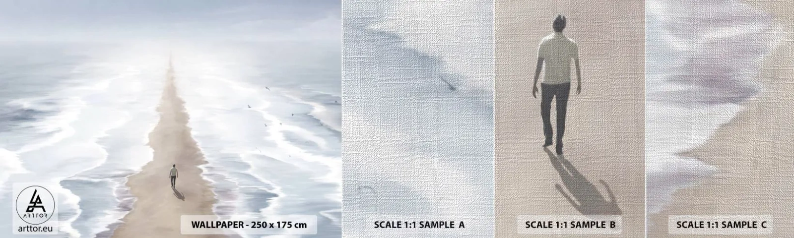 Fotobehang Monster Premium Canvas - Een gouden toekomst - Zee, Helder, Strand - 100x30 cm