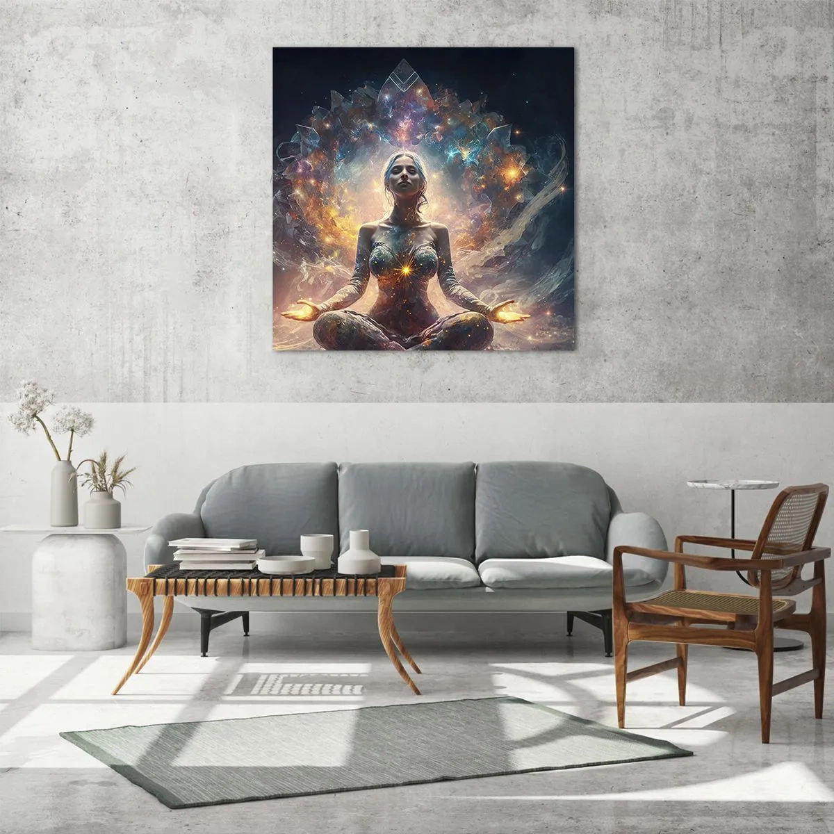 Schilderen op glas - Stroom van goede energie - 40x40 cm