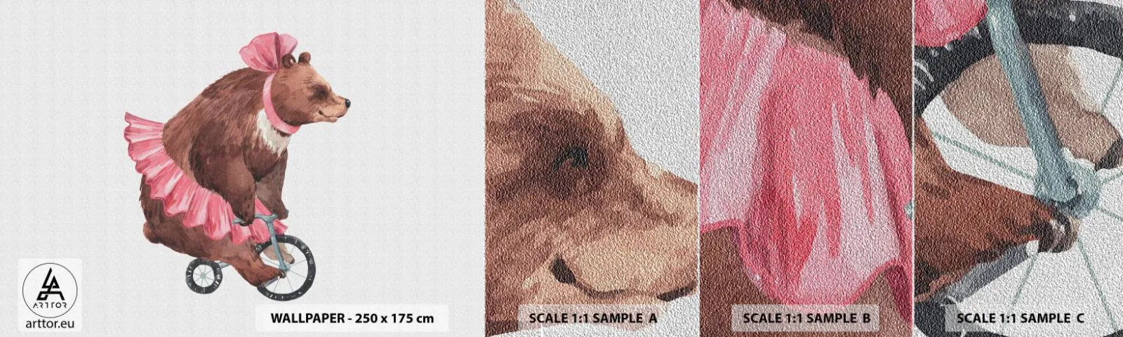 Fotobehang Monster Premium Sand - Wat een circus! - Beer, Circus, Meisjesachtig - 100x30 cm