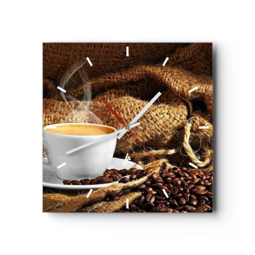 Wandklok - Klok - De geur van mokka en de dikte van de honingvloeistof - 30x30 cm