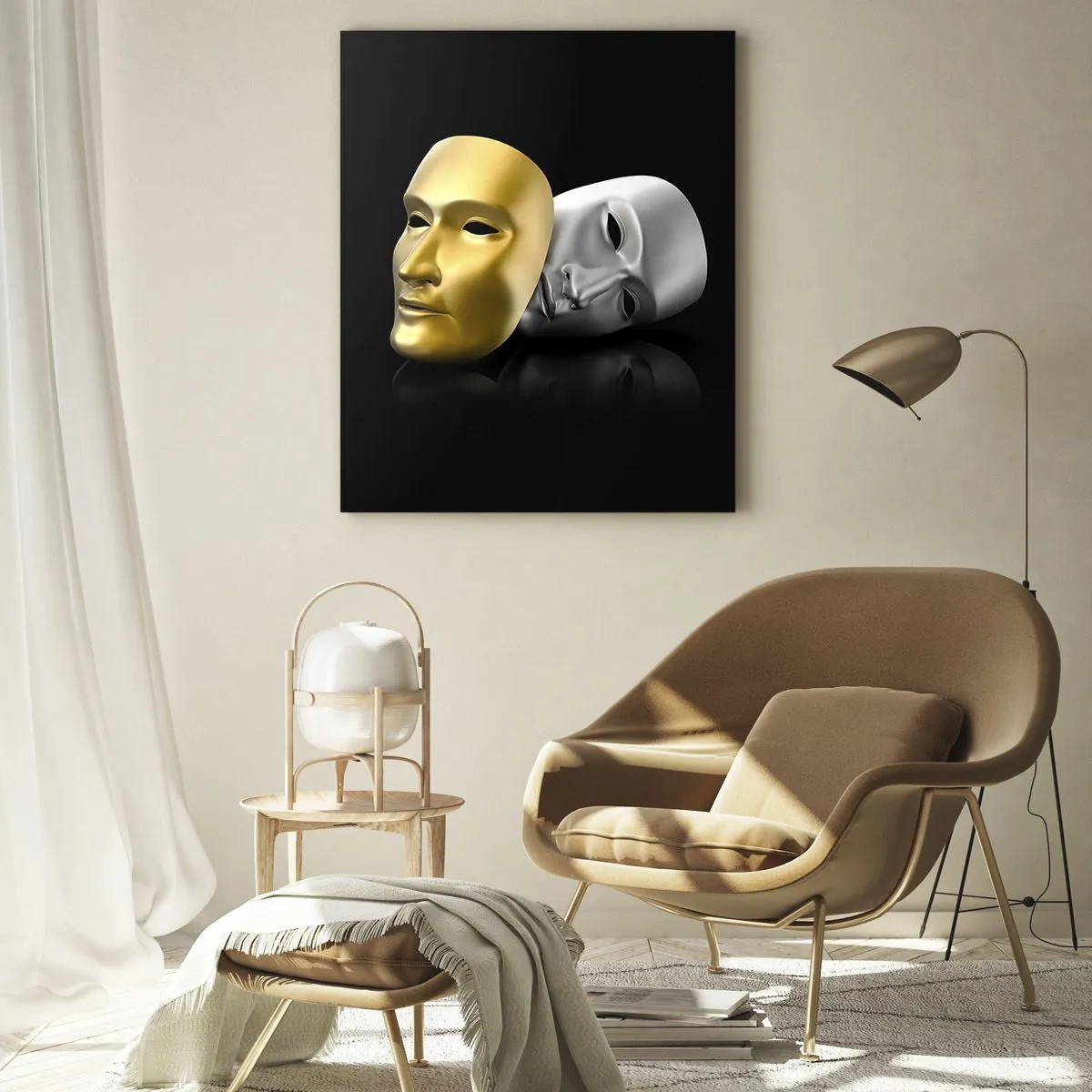 Schilderen op glas - Het leven is theater - 50x70 cm