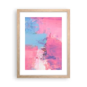 Een poster in een licht eiken lijst - Roze, blauw en een vleugje licht - 30x40 cm