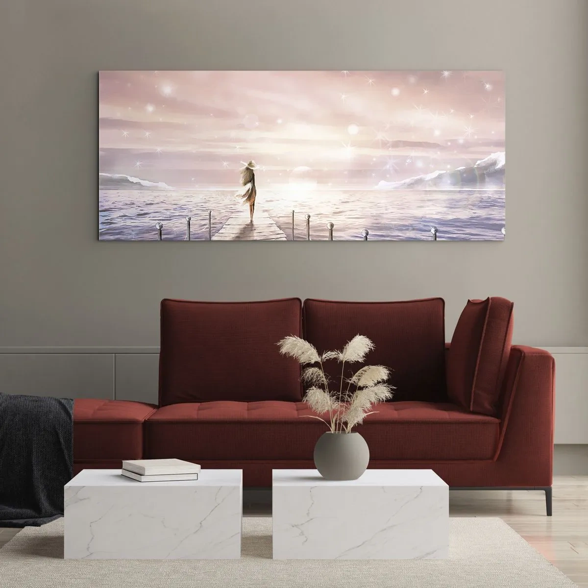 Schilderen op glas - In het licht van een droom - 140x50 cm