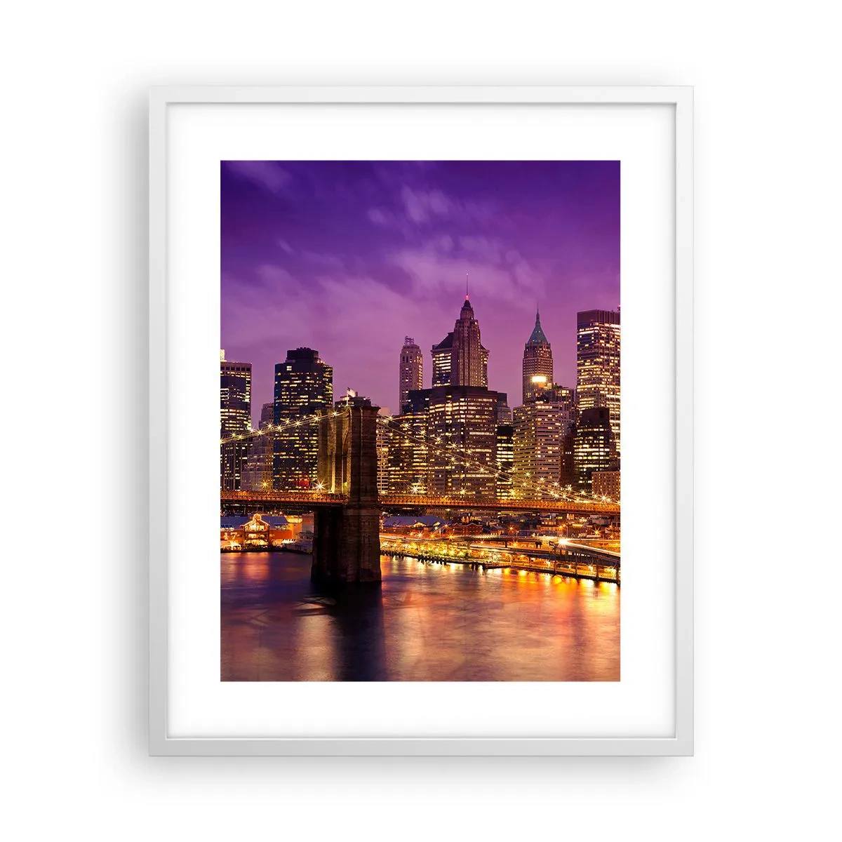 Poster in een witte lijst - Violet-goud Manhattan - 40x50 cm
