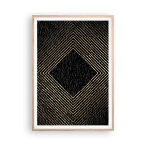 Een poster in een licht eiken lijst - Geometrie in glamoureuze stijl - 70x100 cm