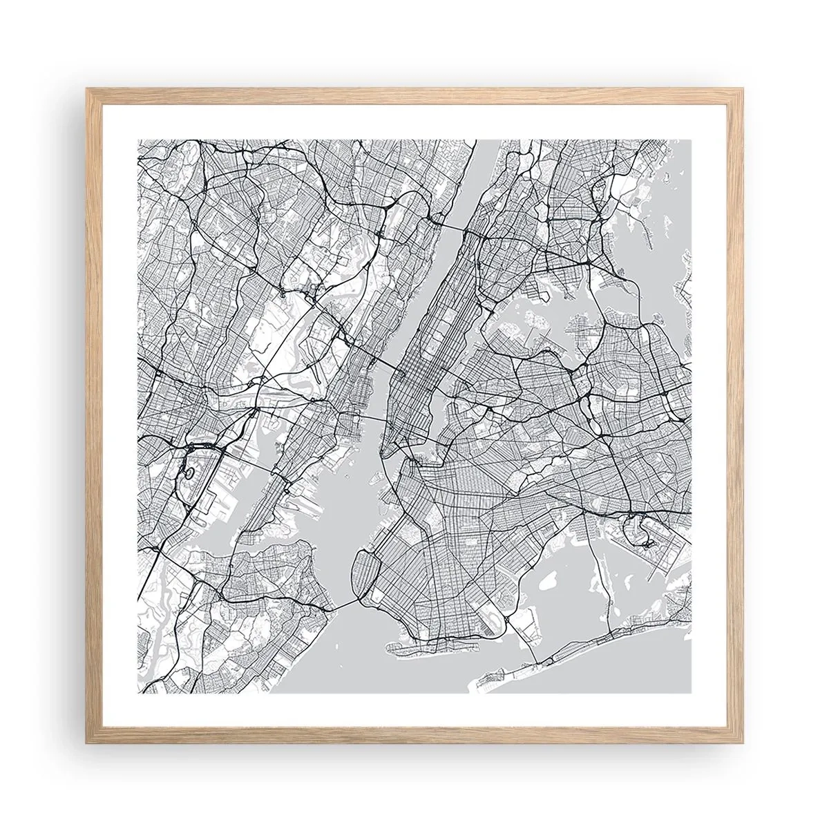Een poster in een licht eiken lijst - De anatomie van een metropool - 60x60 cm
