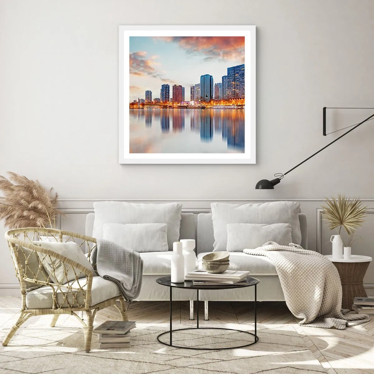 Poster in een witte lijst - De monumentale rust van Parijs - 40x40 cm