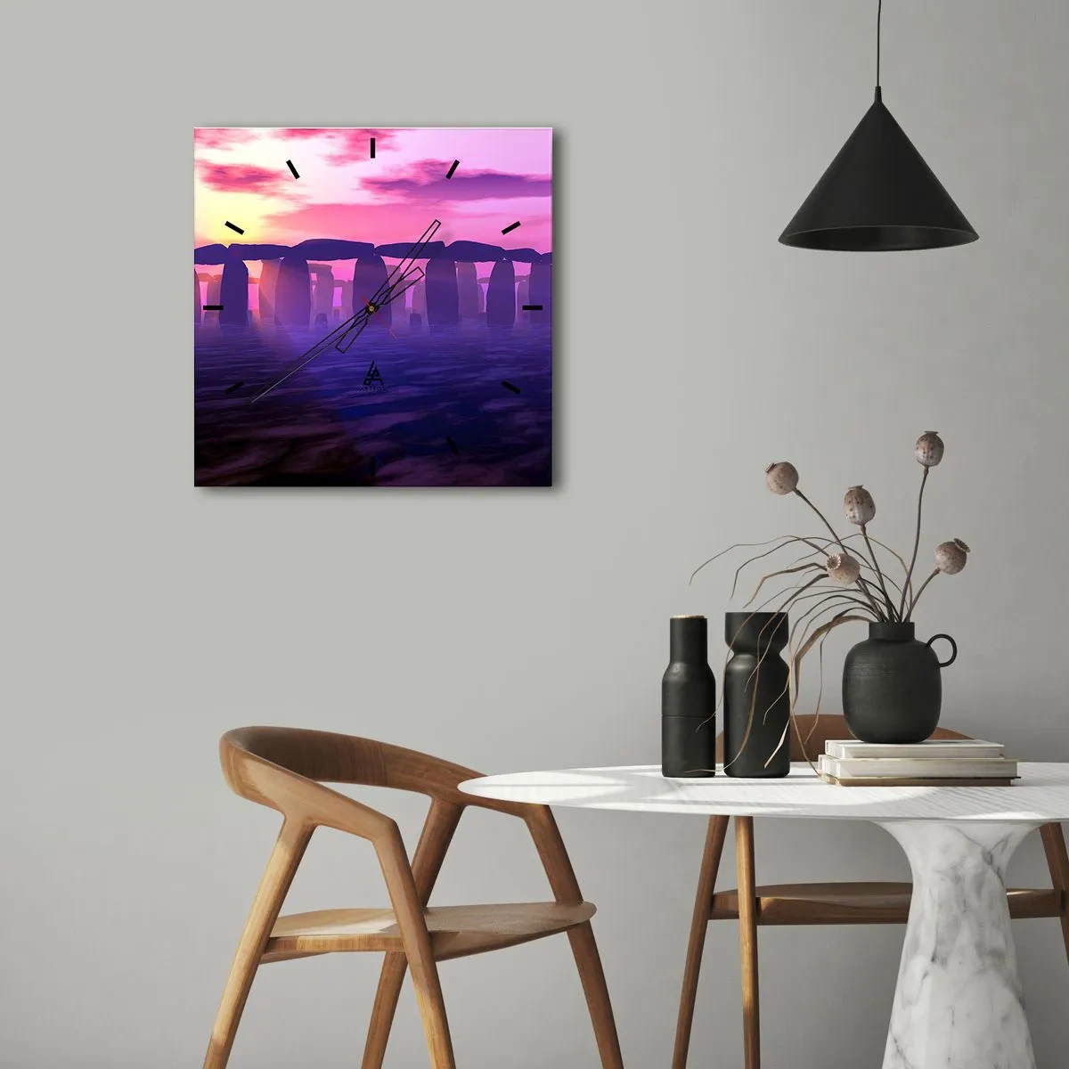 Wandklok - Klok - Mysterie bij zonsopgang in de mist - 40x40 cm