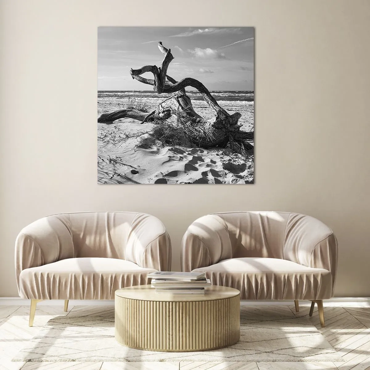 Schilderen op glas - Zee sculptuur - 60x60 cm