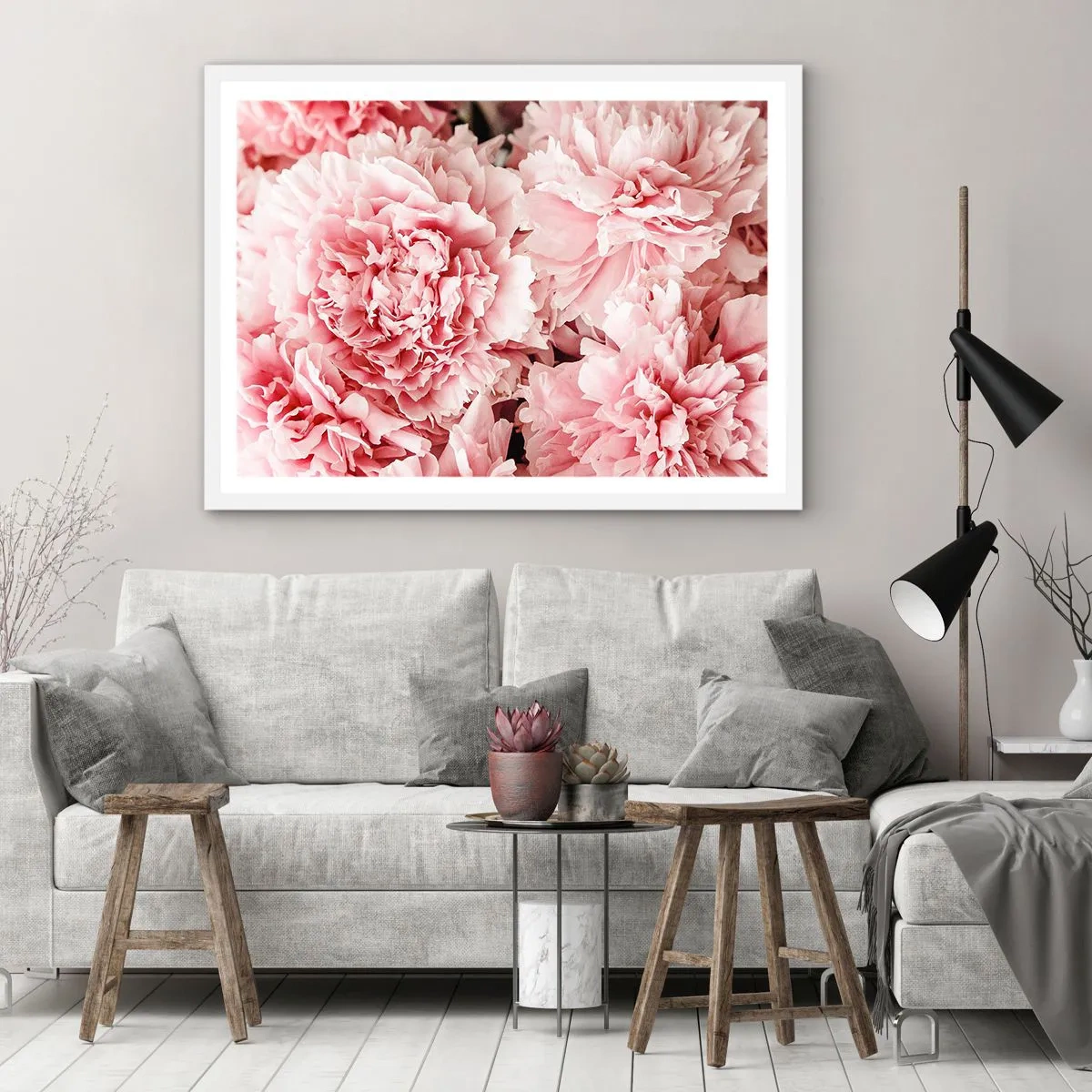 Poster in een witte lijst - Roze droom - 70x50 cm